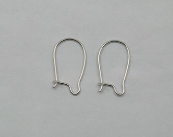 14K solid white gold kidney ear wire earrings