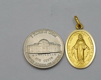 Dark Blue Gold Over Sterling Silver Cameo Miraculous Medal - Etsy