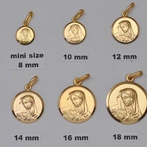 10K solid gold Virgin Mary medals / pendants