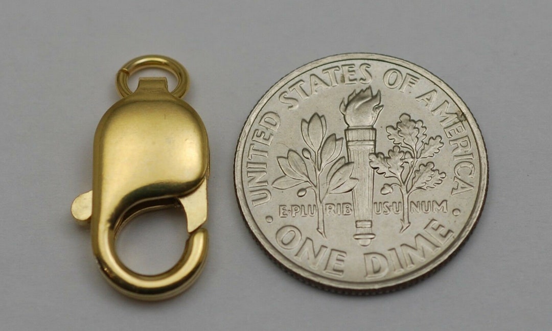18K Solid Gold Large Lobster Claw Clasp - Etsy