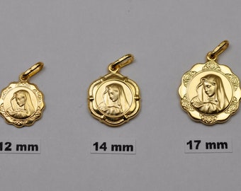 10K gold Virgin Mary medals / pendants