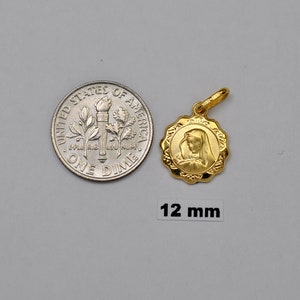 10K gold Virgin Mary medals / pendants 12 mm cm