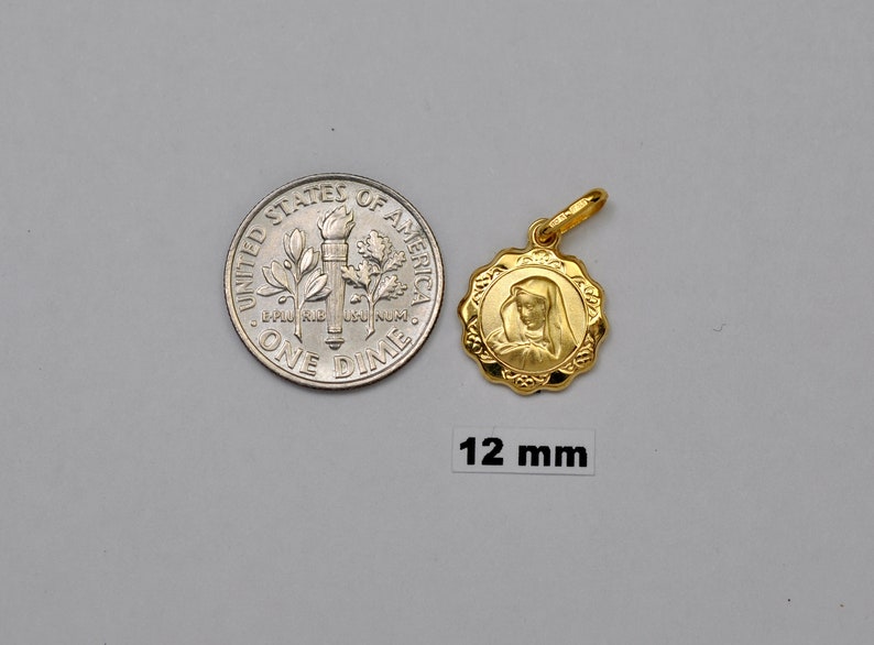 10K gold Virgin Mary medals / pendants 12 mm cm