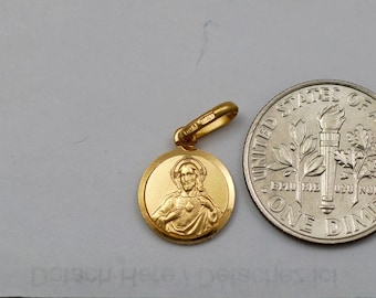 10K solid gold small 10.2 mm Scapular medal / pendant