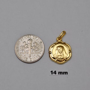 10K gold Virgin Mary medals / pendants 14 mm cm