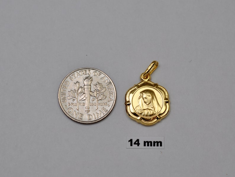 10K gold Virgin Mary medals / pendants 14 mm cm