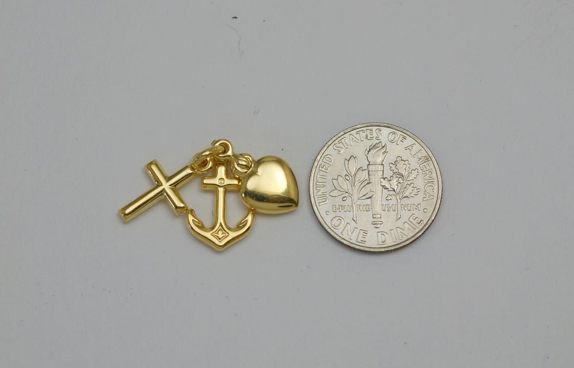 14K gold faith hope and charity charm / pendant Etsy