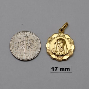 10K gold Virgin Mary medals / pendants 17 mm cm