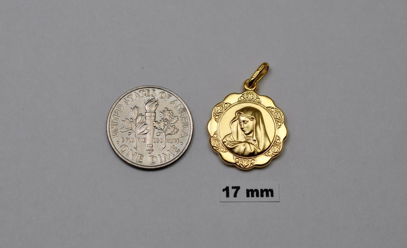 10K gold Virgin Mary medals / pendants 17 mm cm
