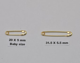 18K solid gold safety pin  ( brooch )