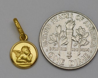 18K solid gold mini size Guardian Angel charm / pendant