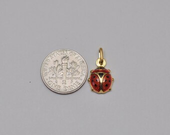 14K Goldemail Marienkäfer Anhänger