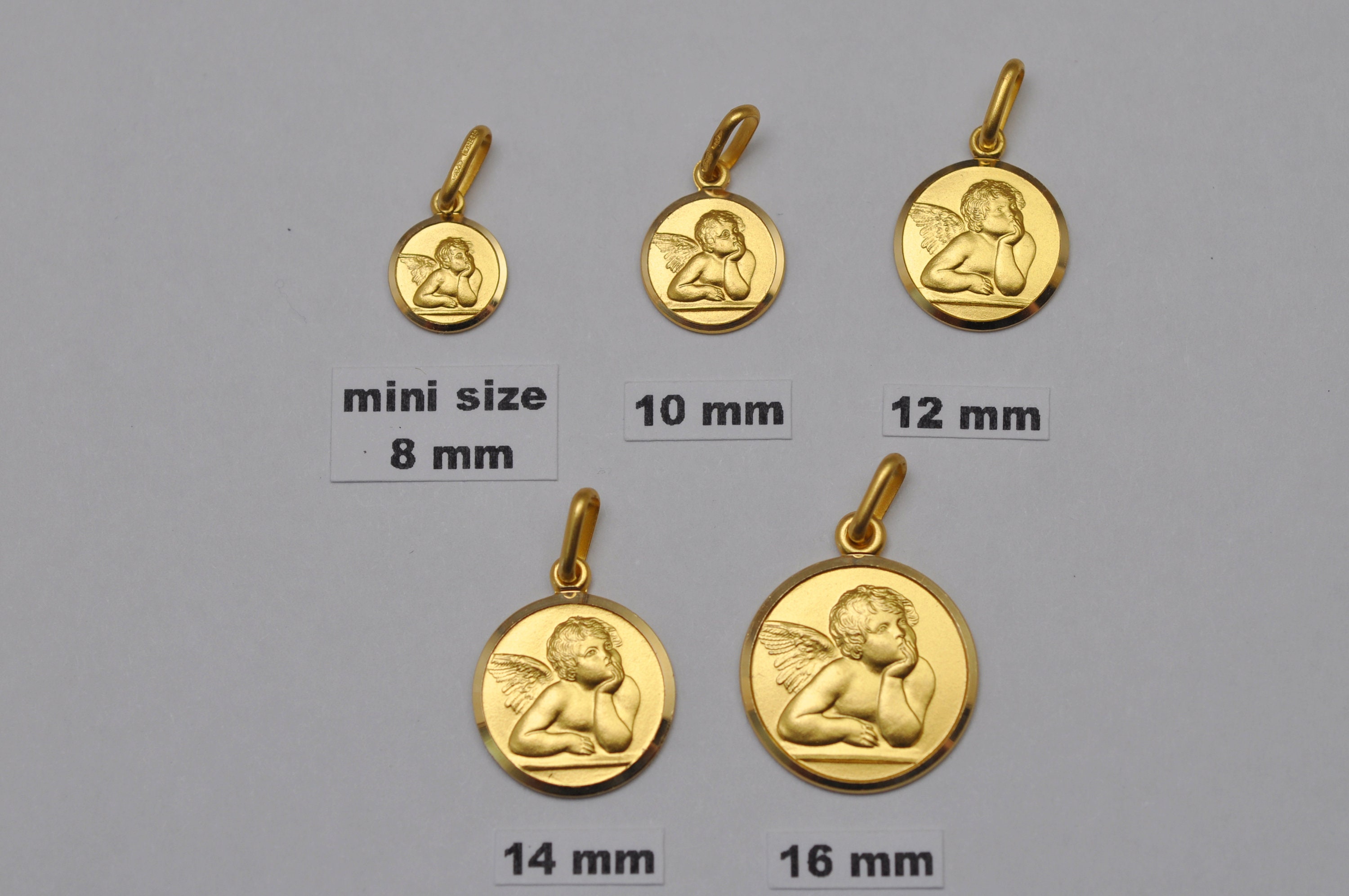 cheapest on sale 18K solid gold Guardian Angel medal pendant