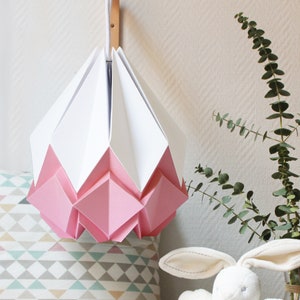 LAST ITEMS - Origami lampshade in white and light pink paper, medium size