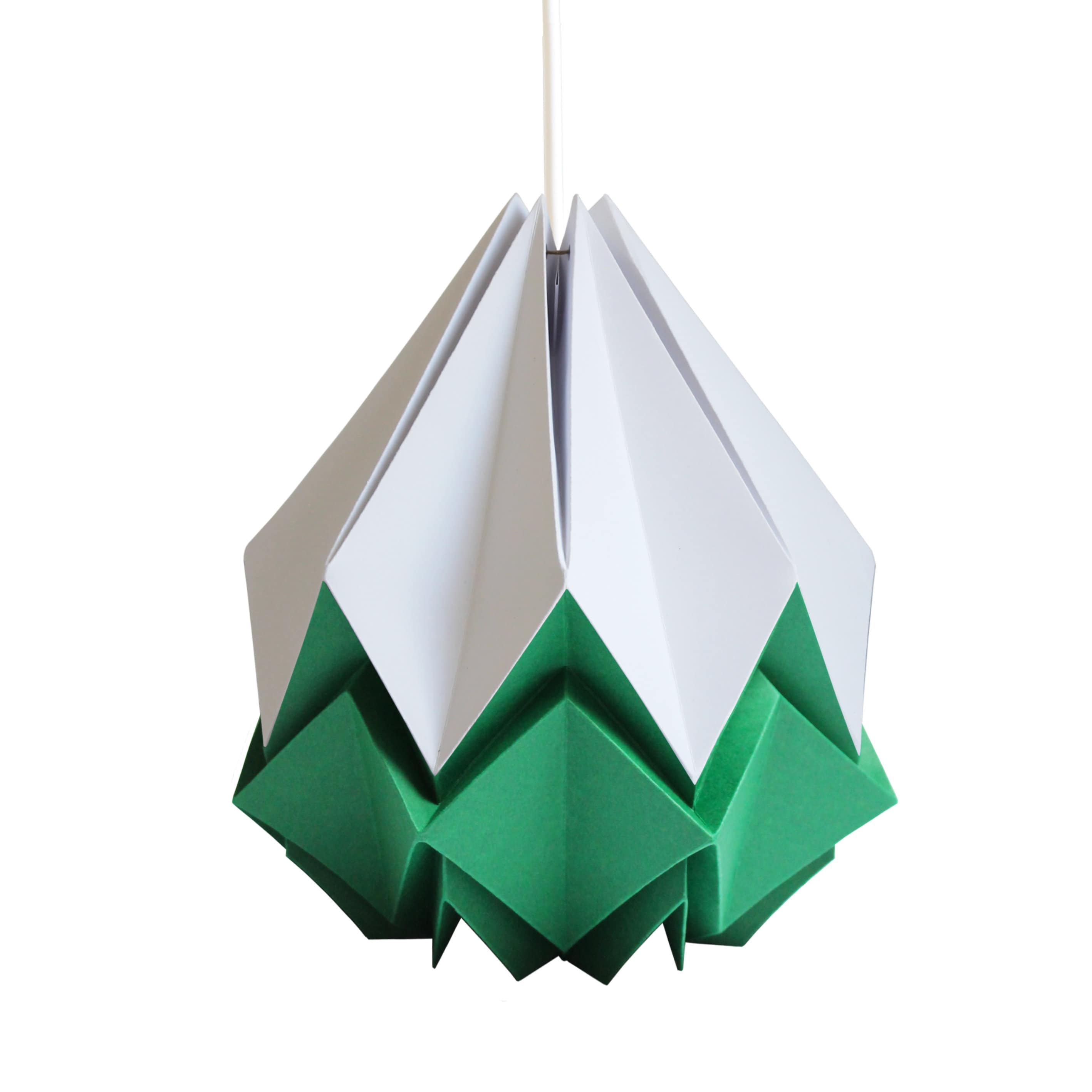 Suspension Origami en Papier Blanc et Vert Sapin, Taille M
