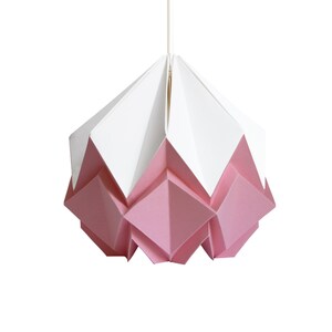 LAST ITEMS - Origami lampshade in white and pink paper, small size