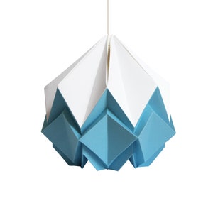 LAST ITEMS - Origami lampshade in white and sky blue paper, small size