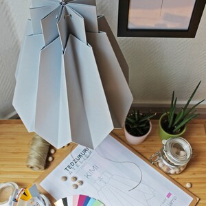 DIY origami lampshade in light grey paper image 2
