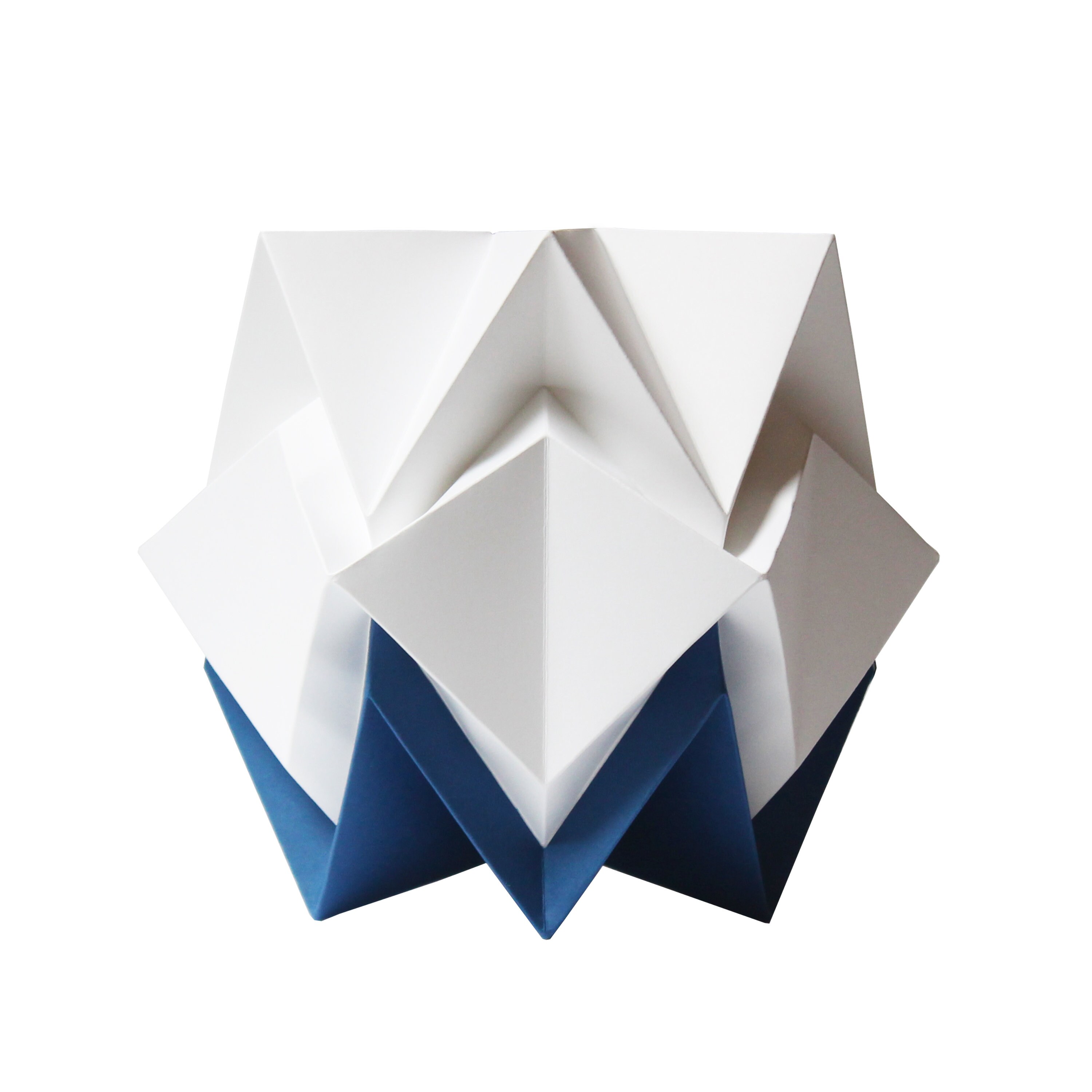 Lampe de Table Blanc et Bleu Marine | Éclairage Origami Contemporain Fait Main Design Scandinave Idé