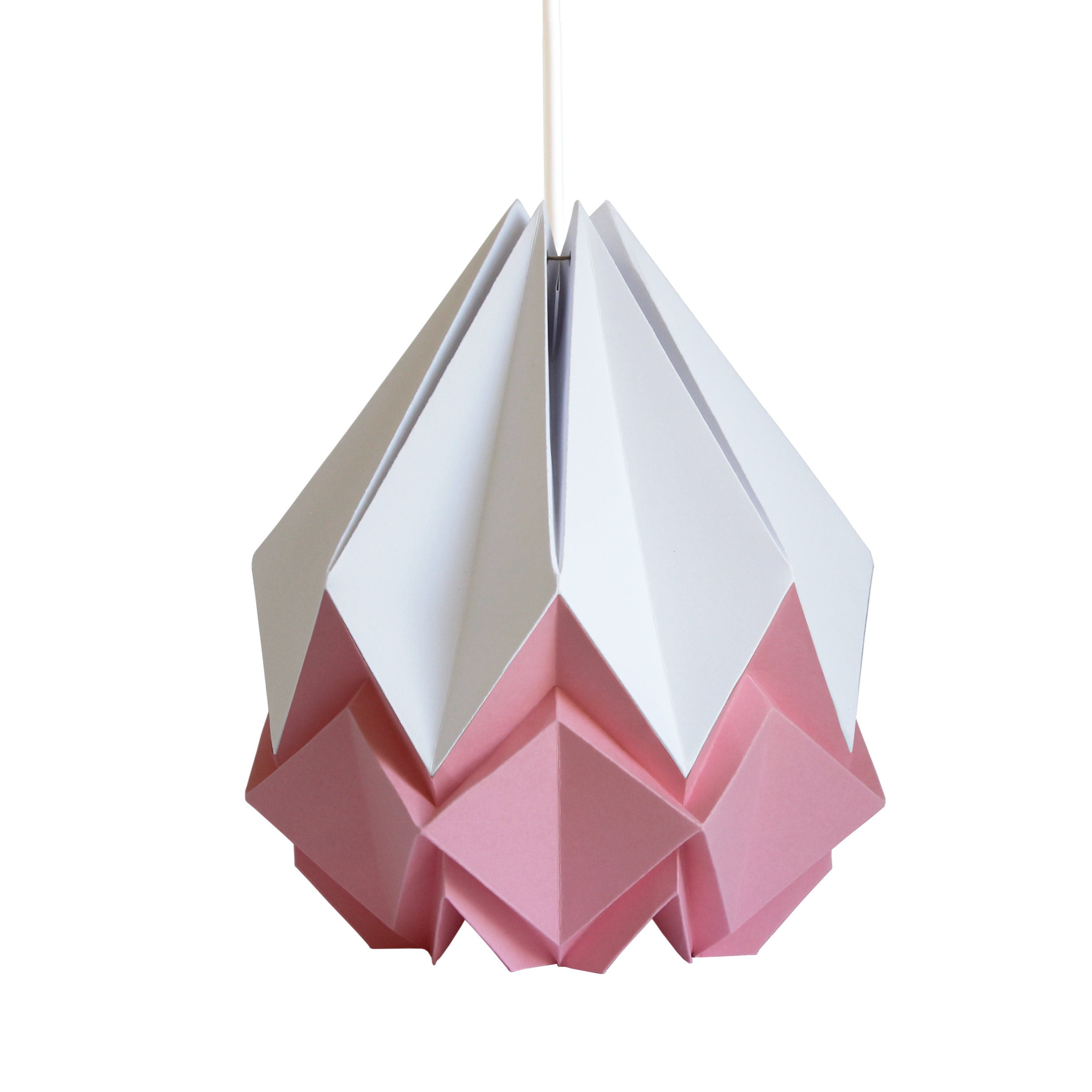 Suspension Origami Blanc et Rose, Taille M