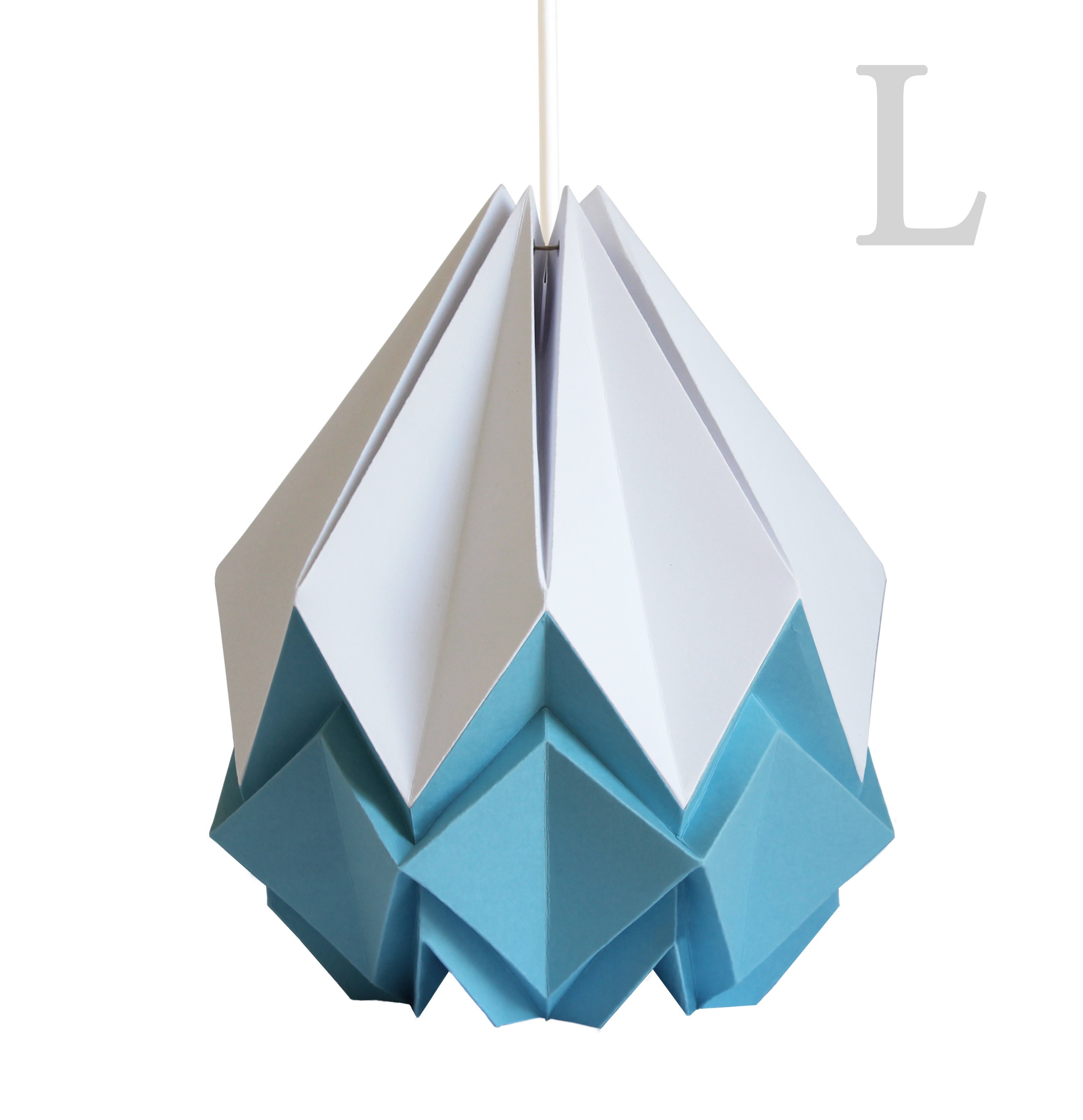 Suspension Origami en Papier Blanc et Bleu Marine, Taille L