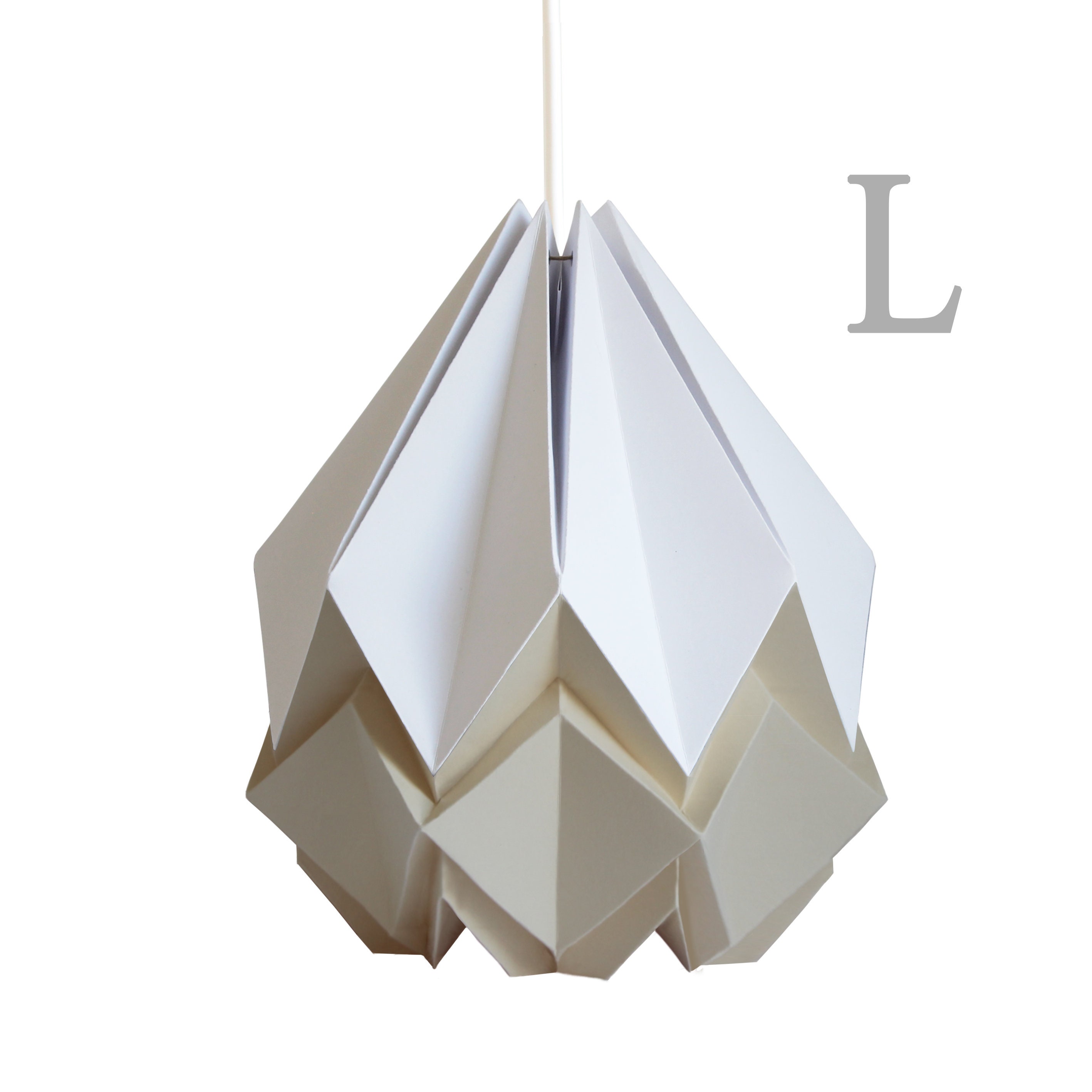 Suspension Origami en Papier Blanc et Beige , Taille L