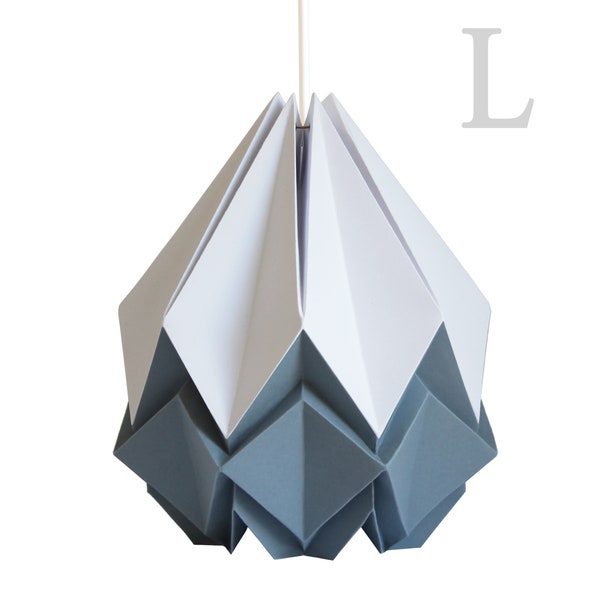 Suspension origami en papier blanc et bleu marine, taille L
