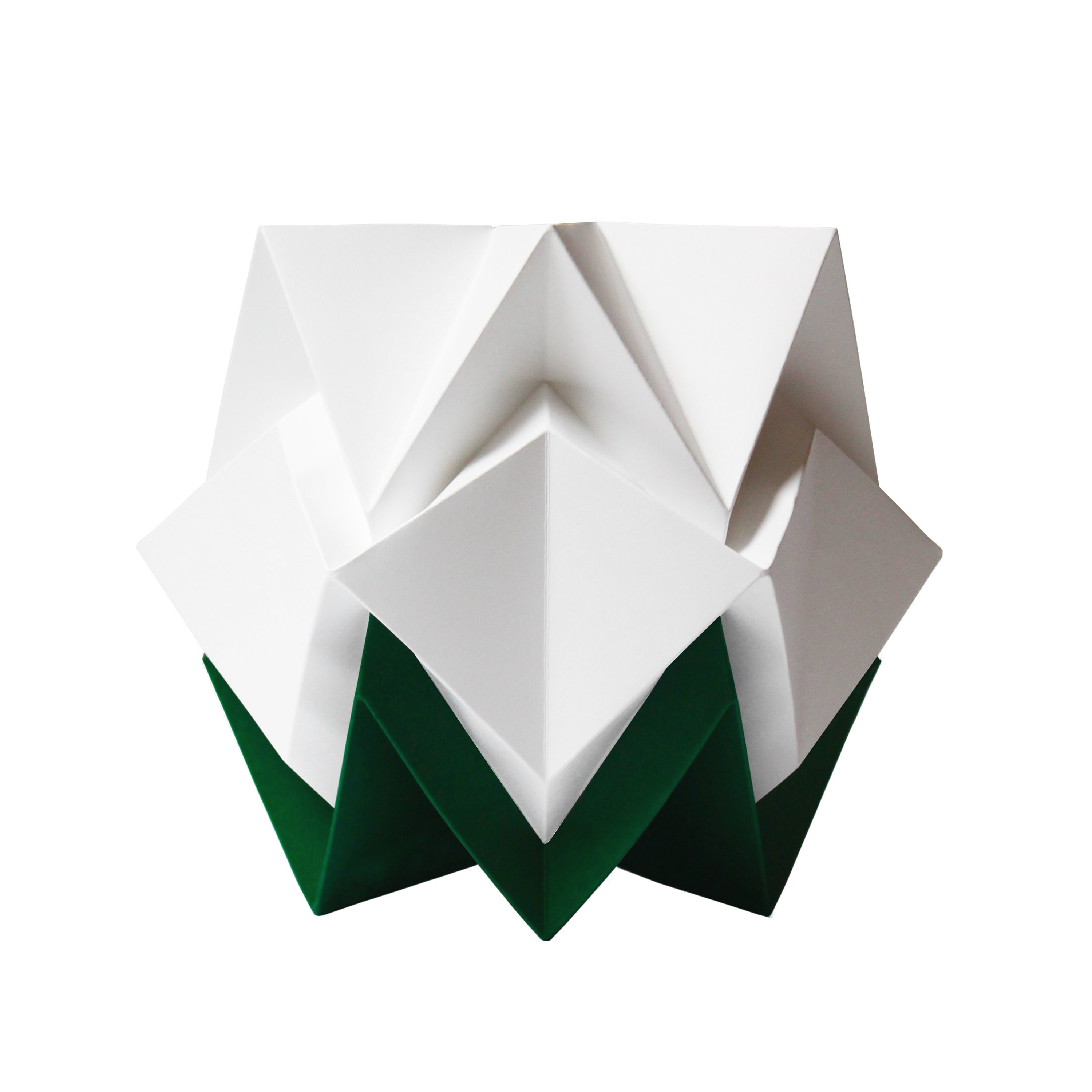 Lampe de Table Blanc et Vert Sapin | Éclairage Origami Contemporain Fait Main Design Scandinave Idéa