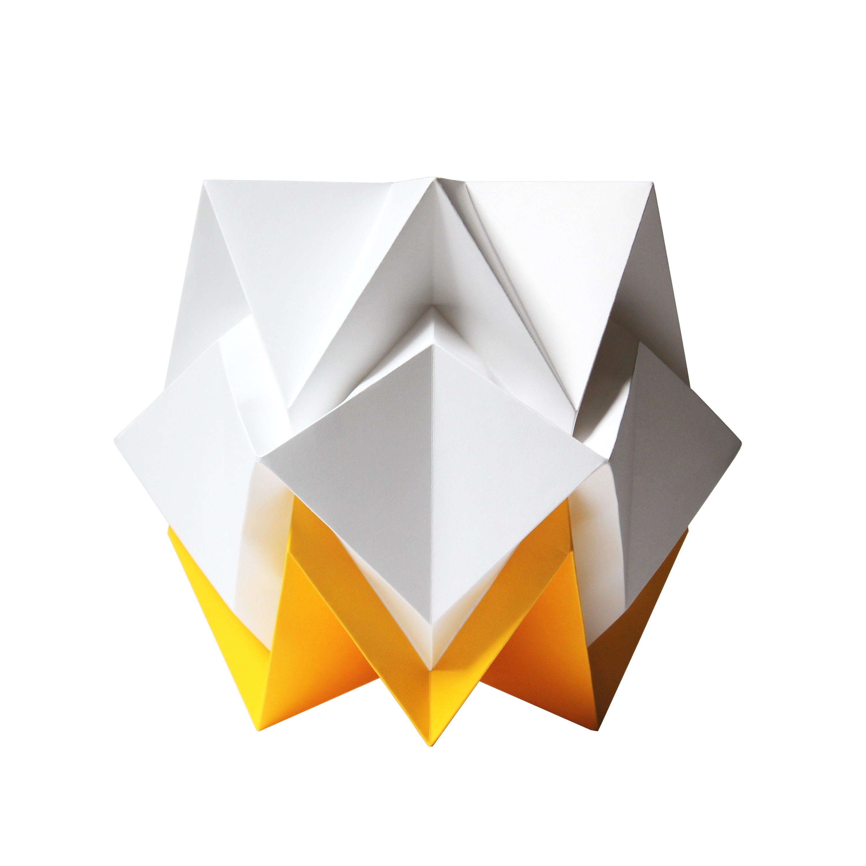 Lampe de Table Blanc et Jaune d'or | Éclairage Origami Contemporain Fait Main Design Scandinave Idéa