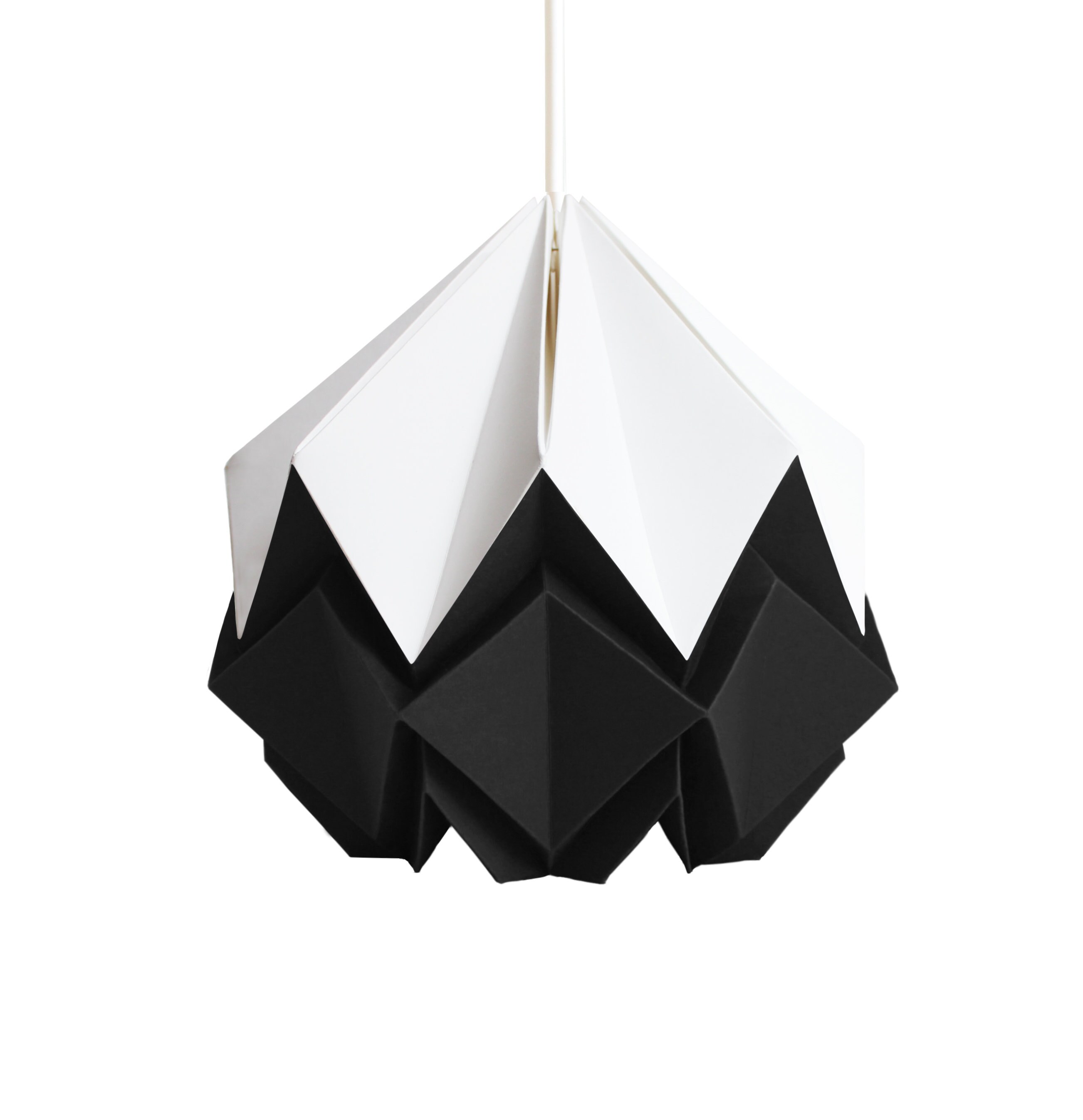 Suspension Origami en Papier Blanc et Gris Foncé, Taille S