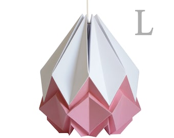 LAST ITEMS - Origami lampshade in white and pink paper, large size