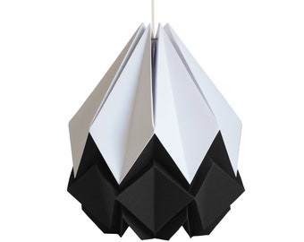 LAST ITEMS - Origami lampshade in white and black paper, medium size