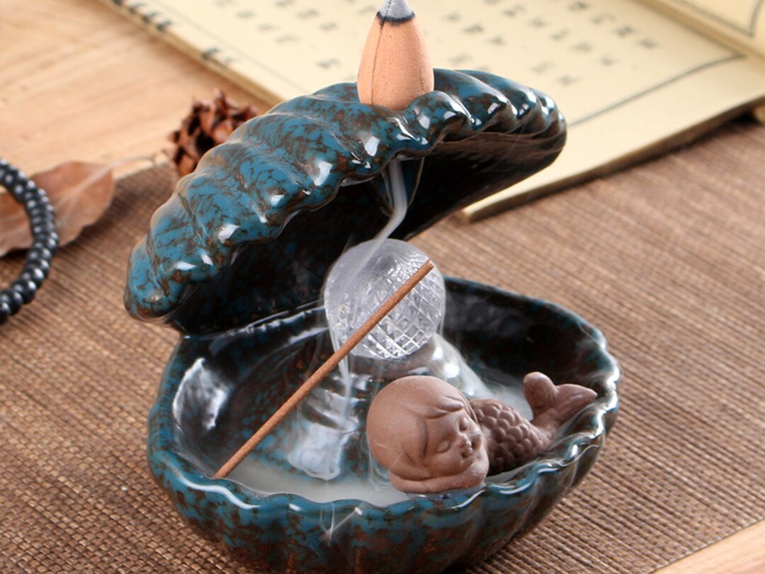 Mermaid LED Light, Ceramic Pourover Incense Burner With LED Light