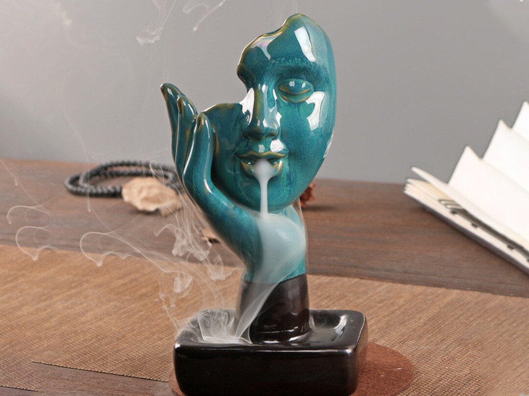 Ceramic Smoke Pouring Incense Holder Abstract Figure Sculpture Incense Burner Creative Ornaments