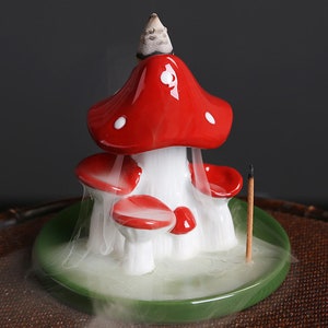 Home decorative mushroom ceramic reflux incense burner, creative reflux incense burner