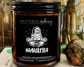 NAMASLEIGH | Scented Soy Candle | Amber Jar Candle | Home Decor | Self Care | Funny Gift