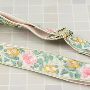 Green Pink Poly Cotton Strap for Bag 2 inch Wide Cross Body Strap image 2