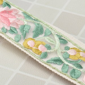 Green Pink Poly Cotton Strap for Bag 2 inch Wide Cross Body Strap image 3