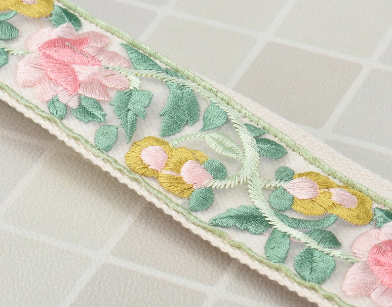 Green Pink Poly Cotton Strap for Bag 2 inch Wide Cross Body Strap image 3