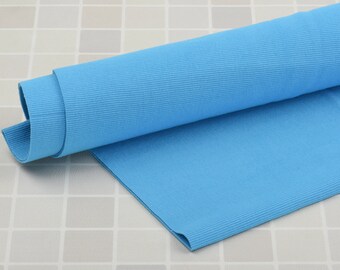 Blauwe ribgebreide stof voor manchetten, nekbanden, taillebanden, zomen