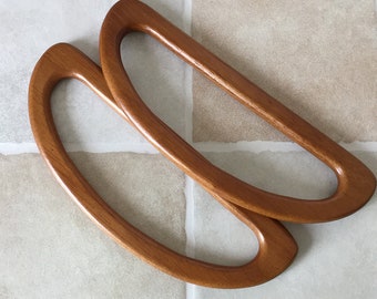 Light Brown Cherry Wood Bag Handle - Handbag Handles - one pair