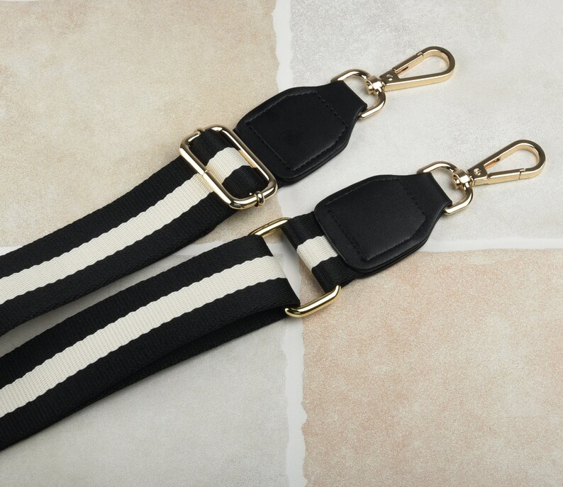 Black and off White Strap for Bag 1.5 Inch Wide Adjustable Etsy