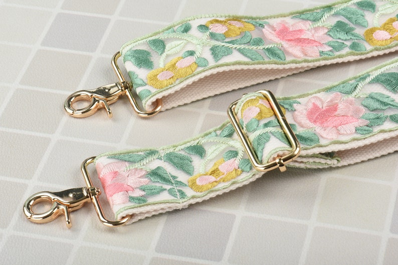 Green Pink Poly Cotton Strap for Bag 2 inch Wide Cross Body Strap image 4