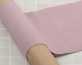 Tissu de bordure en tricot côtelé rose poudré pour tours de cou, poignets, ceintures et ourlets