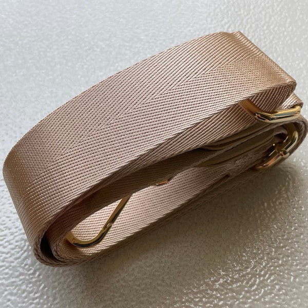 Beige Color Nylon Bag Strap Adjustable Crossbody Purse Strap