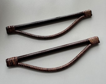 Brown Wooden Handle Rattan Bag Handles