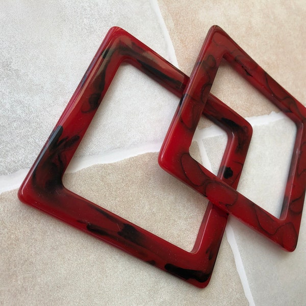 Red and Black Square Acrylic Frames Bag Handles