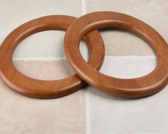 Light Brown Oval Wood Bag Handles - Handbag Handles - one pair