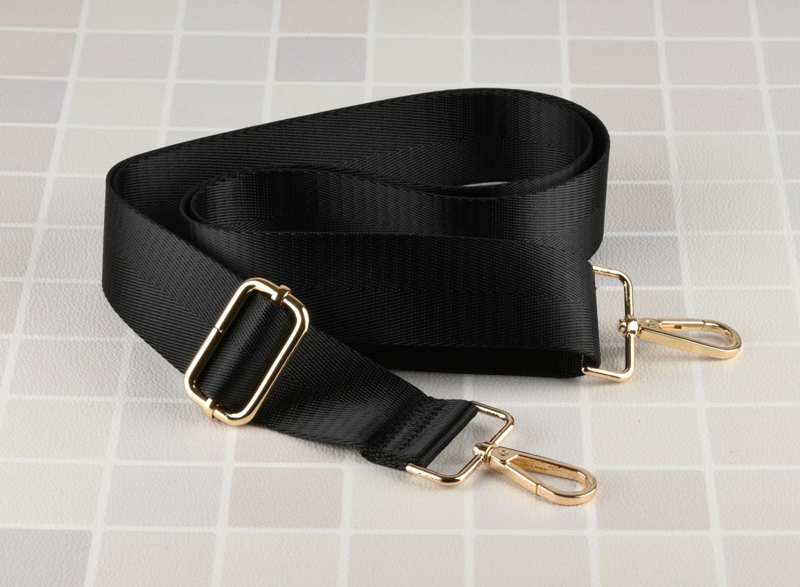 Black Solid Nylon Strap for Bag 1.5 Inch Wide Cross Body Strap Etsy