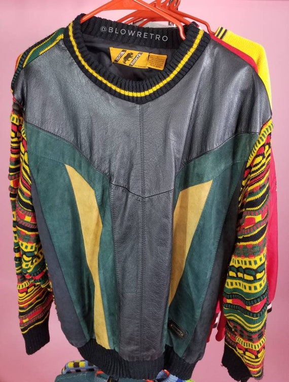 Vintage Leather and Acrylic Sweater